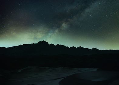 Night desert mountains