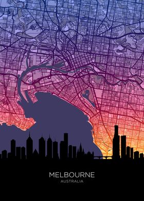 Melbourne Skyline Map