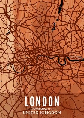 London Map Wooden Style