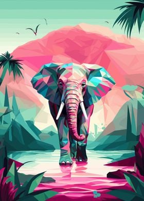 Green and Pink Elephant