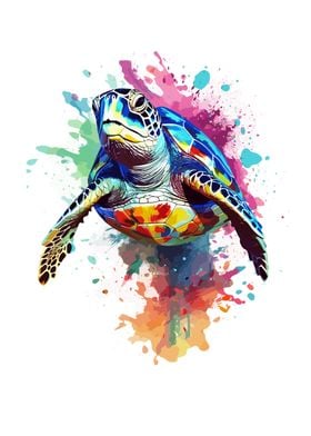 Rainbow Paint Turtle