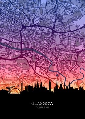 Glasgow Skyline Map