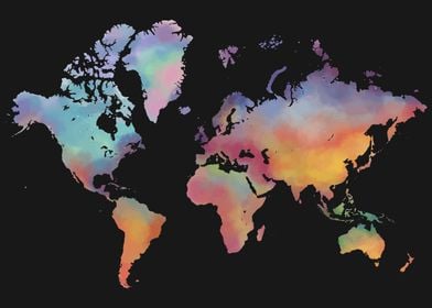 World Map Watercolor Art