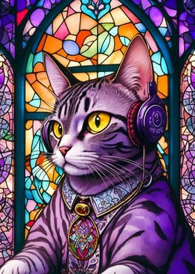 Cat listening music