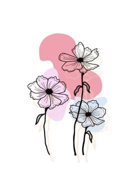 Floral line Art