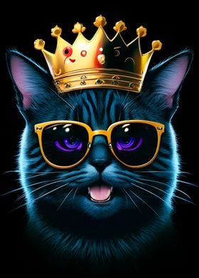 Funny King Black Cat