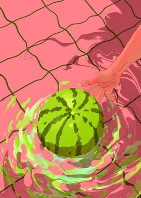Watermelon in the water