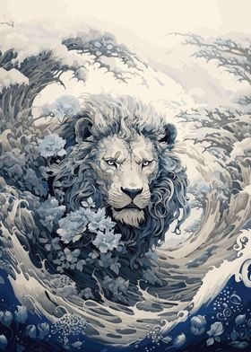 Ukiyo e Lion