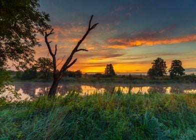 Sunrise, reflection, river