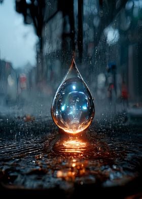 Water Drop City Night Zen