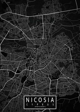 Nicosia City Map Dark