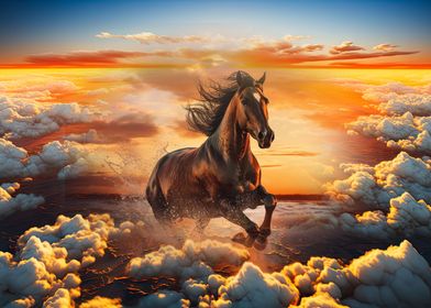 Magestic  Horse and Clouds