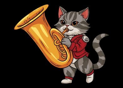 Marching Band Tuba Cat