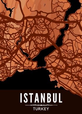 Istanbul Map Wood Style