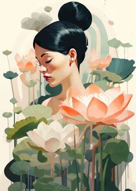 Lotus Girl Painting