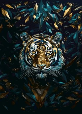 Blue Geometry Tiger