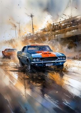 Speed Racer Mach 5 Watercolor Art Print 