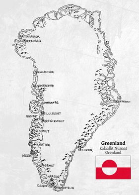 Handdrawn Greenland Map