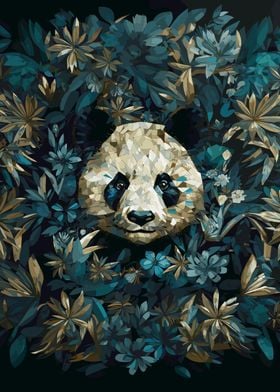 Blue Geometry Panda