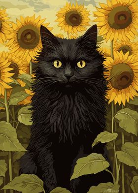 cat and flower 