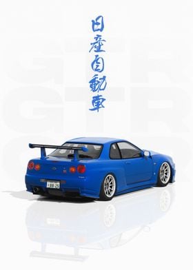 Blue Nissan GTR R34