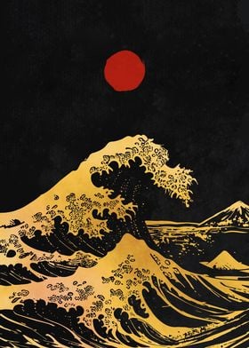Hokusai Dark style wave