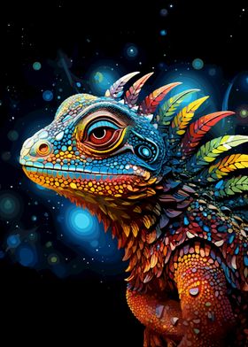 Dot Art Iguana