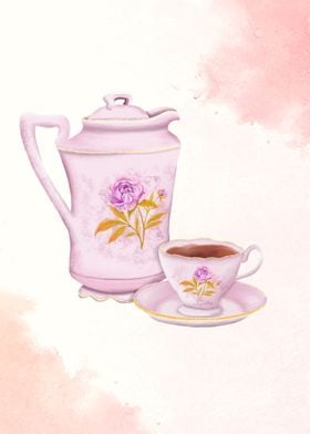 Tea Set Watercolor 