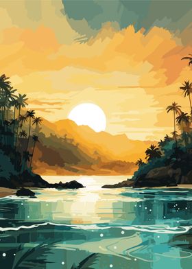 Tropical Mountain Sunset