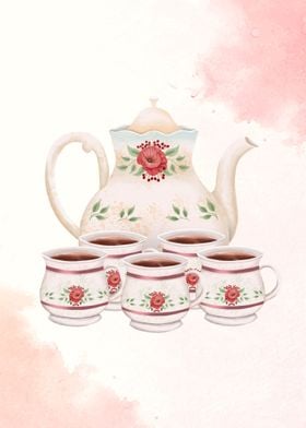 Tea Set Watercolor