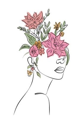 Modern Flowers Woman Art