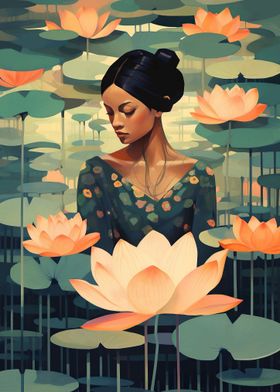 Lotus Girl Painting