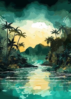 Tropical Lake Sunset