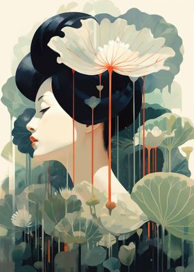 Lotus Girl Painting