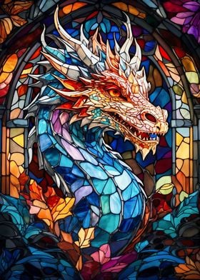 Ferocious Dragon Stained Glass Official Diamond Painting Kit, Diamond Art