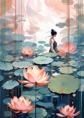 Lotus Girl Painting