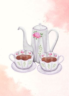 Tea Set Watercolor