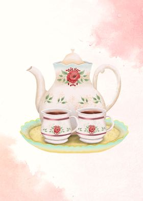 Tea Set Watercolor