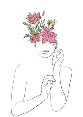 Modern Flowers Woman Art