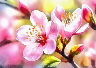 Sakura flowers painting