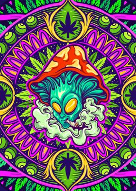 Alien Cannabis Mandala