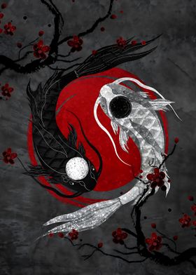 Japanese Fish Koi Yin Yang