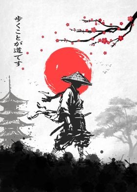 Japanese samurai in sakura