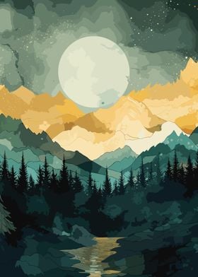 Mountainous Forest Night