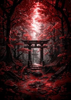 Japanese Gate in Forest