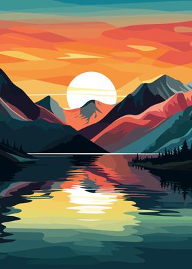 Mountain Lake Sunset