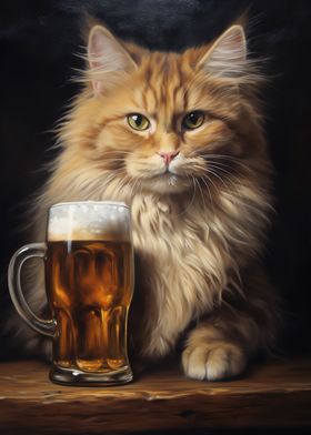 Cat with his Beer in Pub