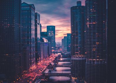 a Rooftop at Sunset