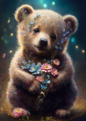 Sweet Bear with Flowers