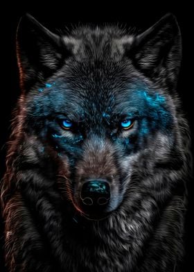 black Wolf blue eyes 